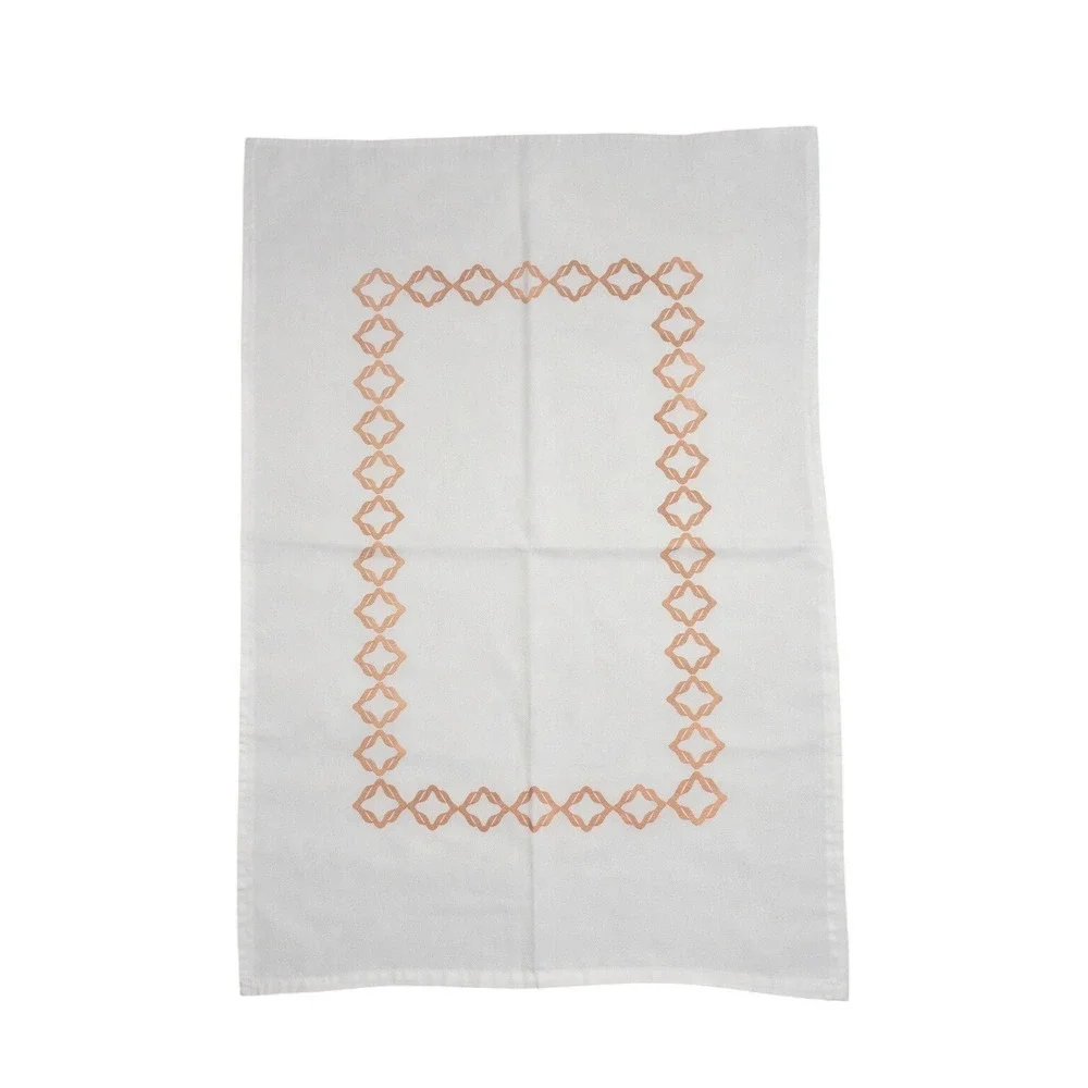 Frette Luxury White Gold Geometric Embroidered Pillowcase Pair Italian Linens‎